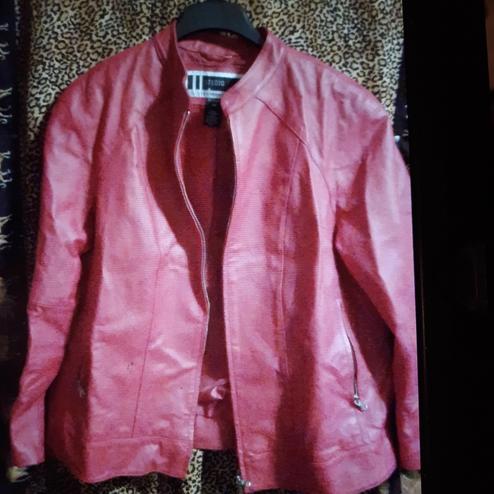 Studio Red leather jacket, by Jessica London
